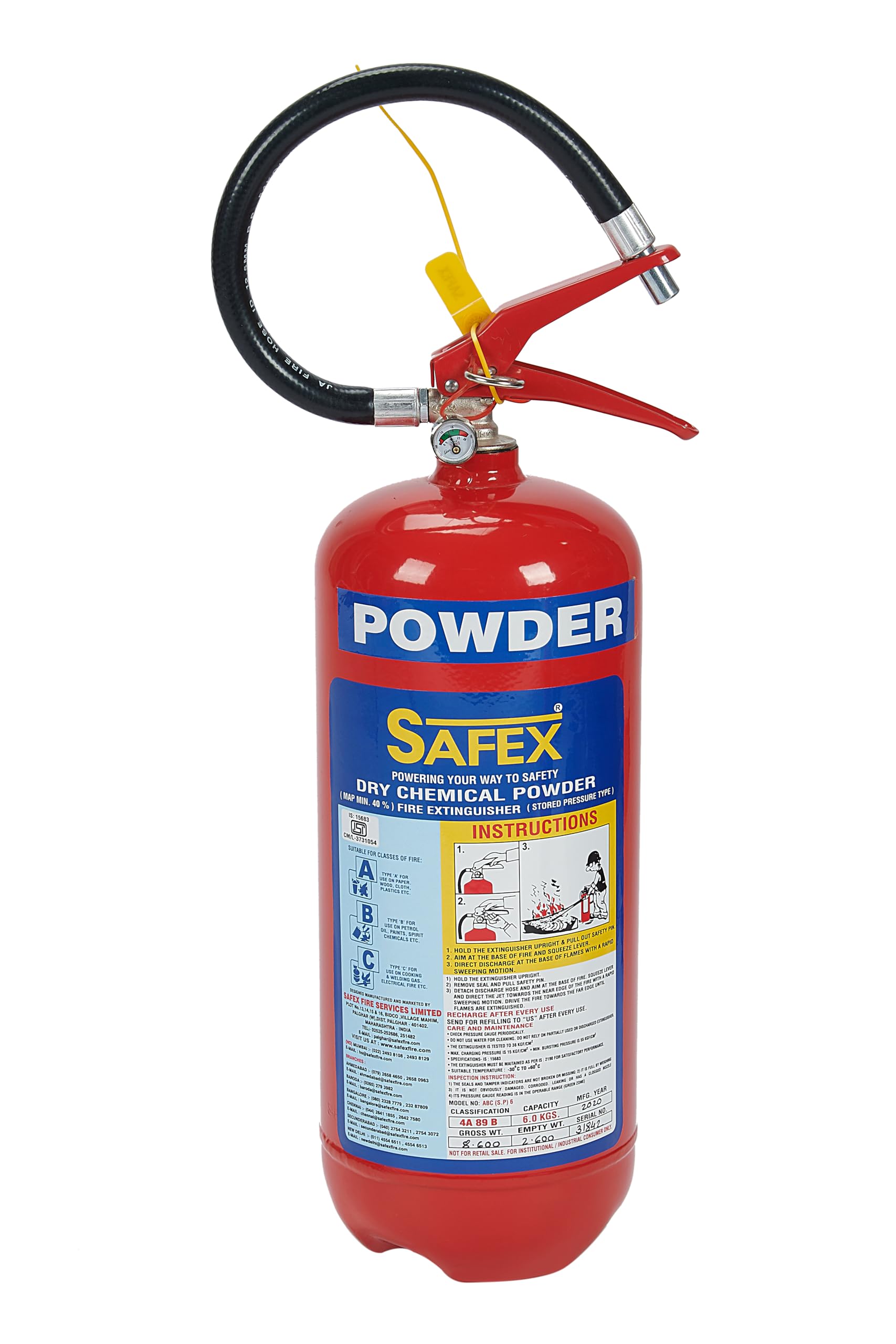 Safex ABC Fire Extinguisher - BIS Certified -8 Safex ABC Fire Extinguisher - BIS Certified -8