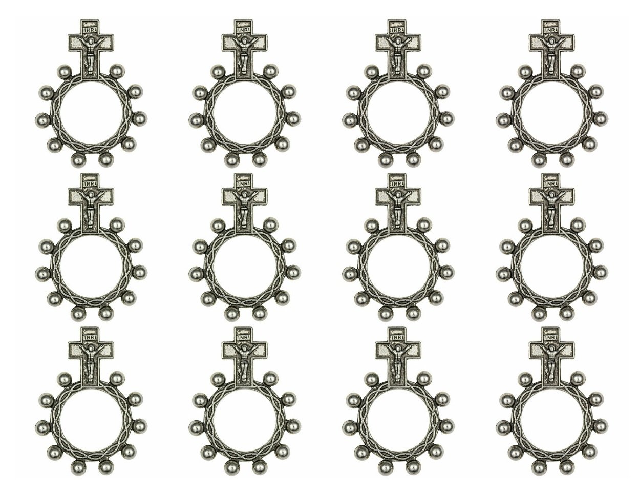 4898 MERosary Rings Black Metal Package of 12 - Men, Woman, Youth by 4898 ME