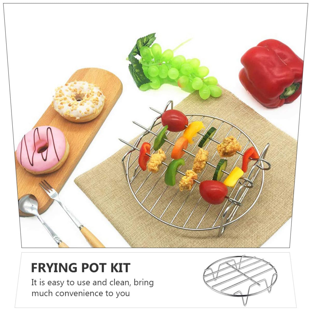 Zubehör für Heißluftfritteuse und Einfach zu Bedienen 5 Stück aus Edelstahl Inklusive Grillplatte Backkorb und Pizzablech für Vielseitiges Kochen