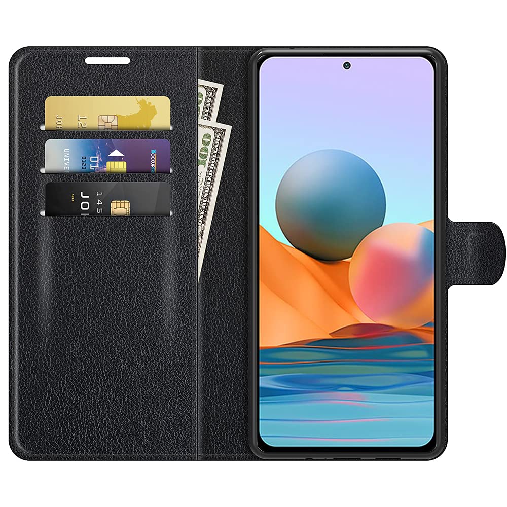 Coque Portefeuille Livre En Cuir Noir Pour Xiaomi Redmi Note 10 Pro Max - Anti-choc Magnétique