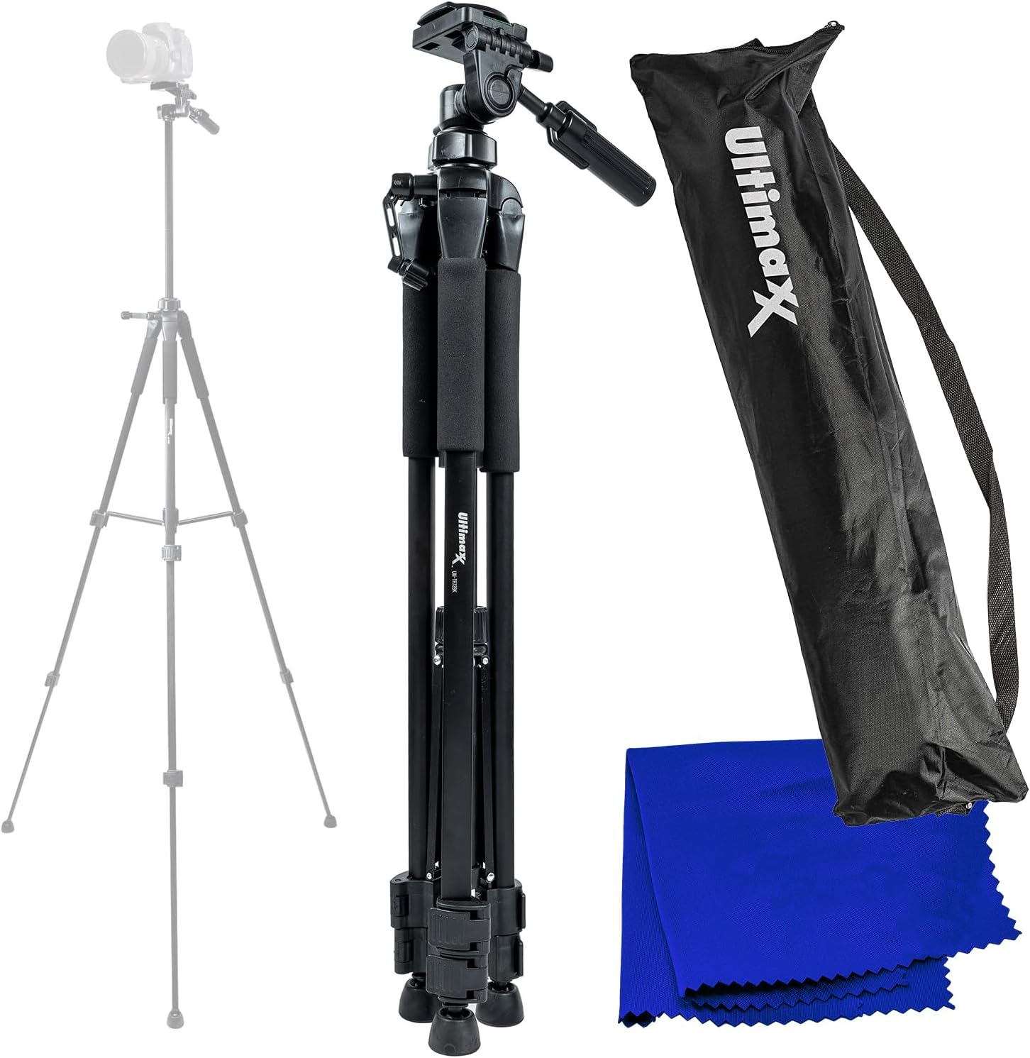 72" Tripod 3-Way Panhead Tilt Motion with Built-in Bubble Leveling Compatible with: Canon, Sony, Nikon, Olympus & Many Other Brands of Cameras/Camcorders