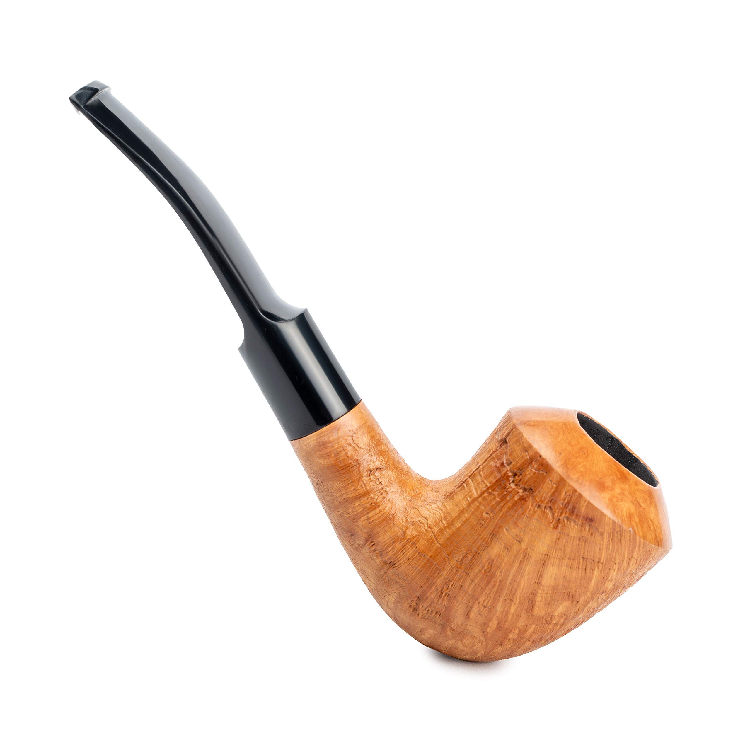 Dr. Watson - Pipa de tabaco, forma clásica de Dublín curvada, hecha a mano de raíz de brezo, compatible con filtro de 9mm (Dorada)