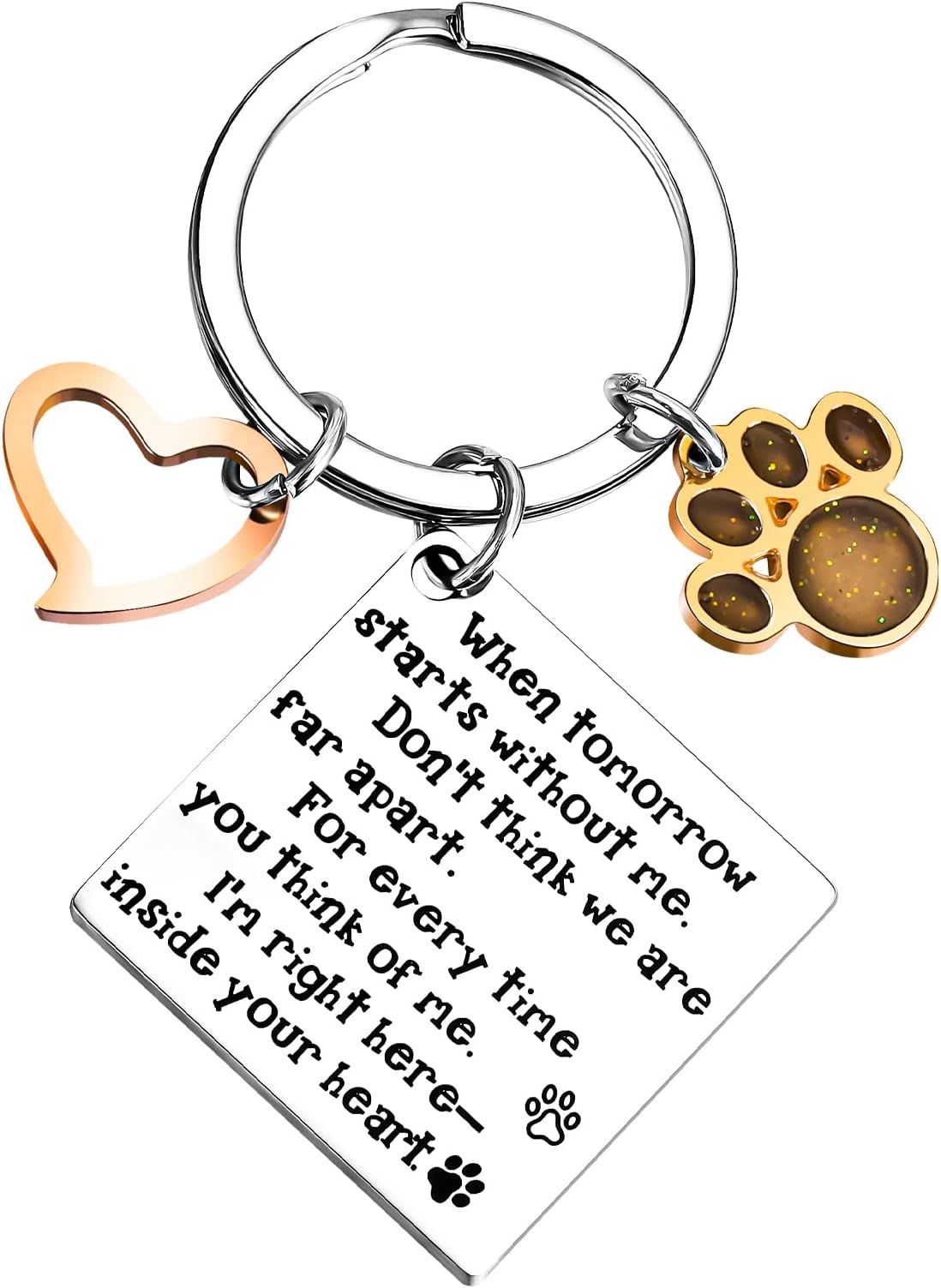 Pet Memorial Keychain, Dog Memorial Gifts Loss of Pet Keychain with Paws, Cat Sympathy Keyring Dog Remembrance Keychain Pet Bereavement Gifts with Box