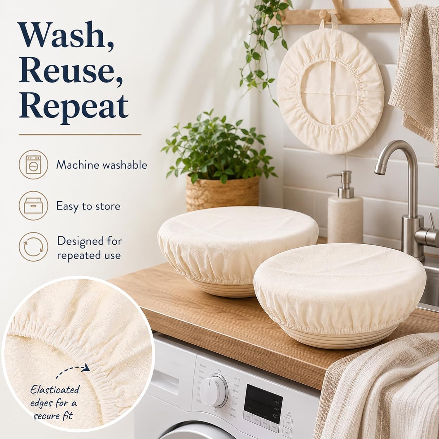 3 Pack Cotton Bread Proofing Cover 9.84inch Sourdough Banneton Liner Cloth
