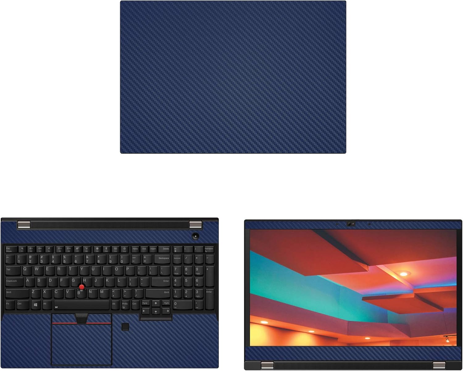 Decalrus - Protective Decal for Lenovo ThinkPad T590 (15.6" Screen) Laptop Blue Carbon Fiber Skin case Cover wrap CFlenovoTnkpad15_T590Blue