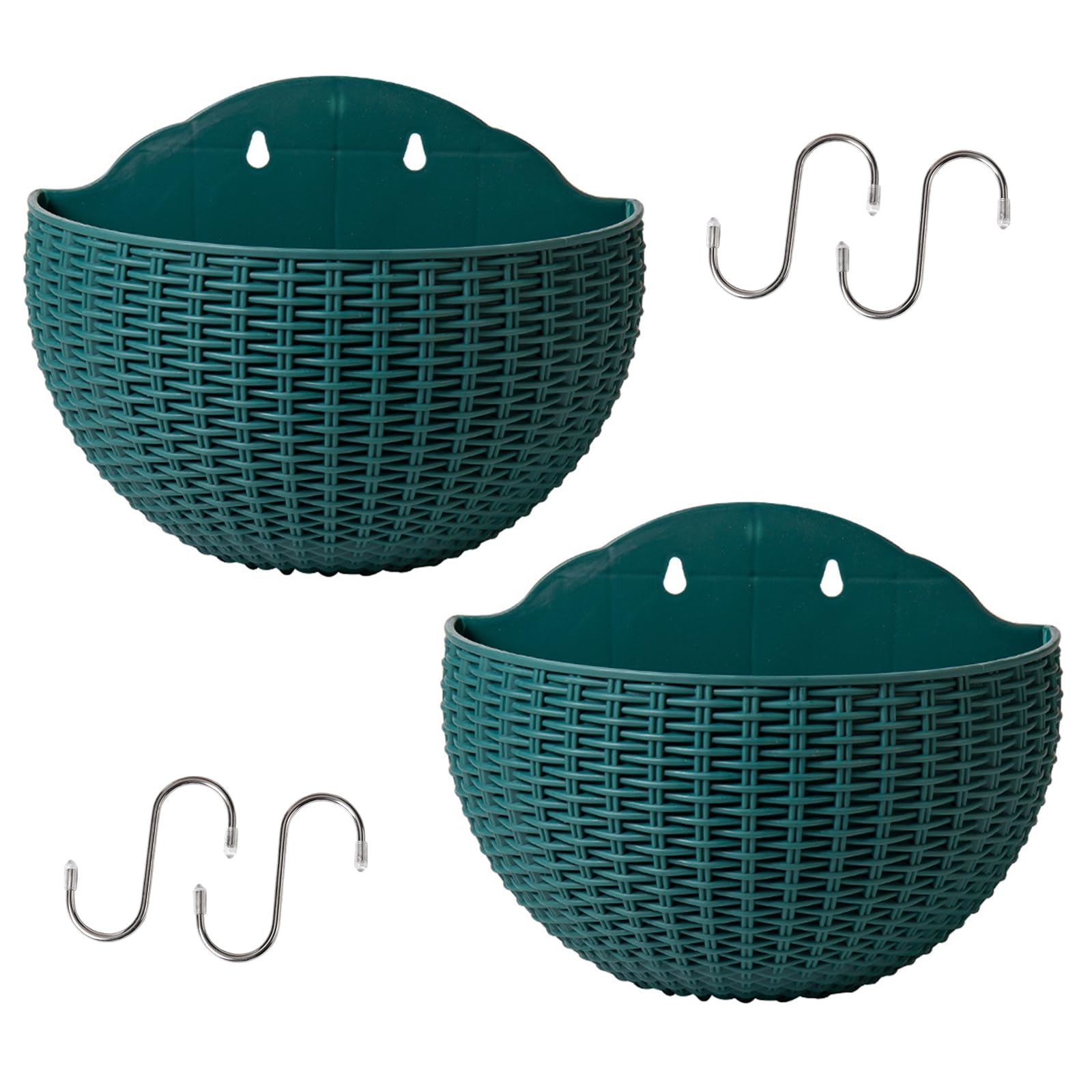Kaeltsyn Hanging Planter Wall Mounted Basket Wicker Flower Container Rattan Flower Plant Basket Balcony Garden Home Kitchen Hanging Storage