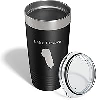 Vista 4 de Lake Elmore Map Tumbler Travel Mug Insulated Laser Engraved Coffee Cup Vermont 20 oz Black
