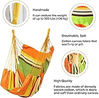 Vista 2 de Hommtina - Silla hamaca colgante con cuerda, silla colgante con bolsillo y durabilidad, soporta un máximo de 300 libras, perfecta para exteriores