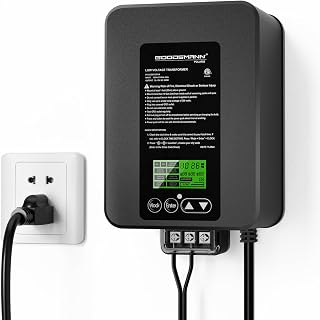 GOODSMANN Low Voltage Transformer 300W Landscape Lighting Transformers for Low Voltage Landscape Lighting with Timer Bulit-in Photo Eye Sensor with 12V-15V AC Output Load Indicator