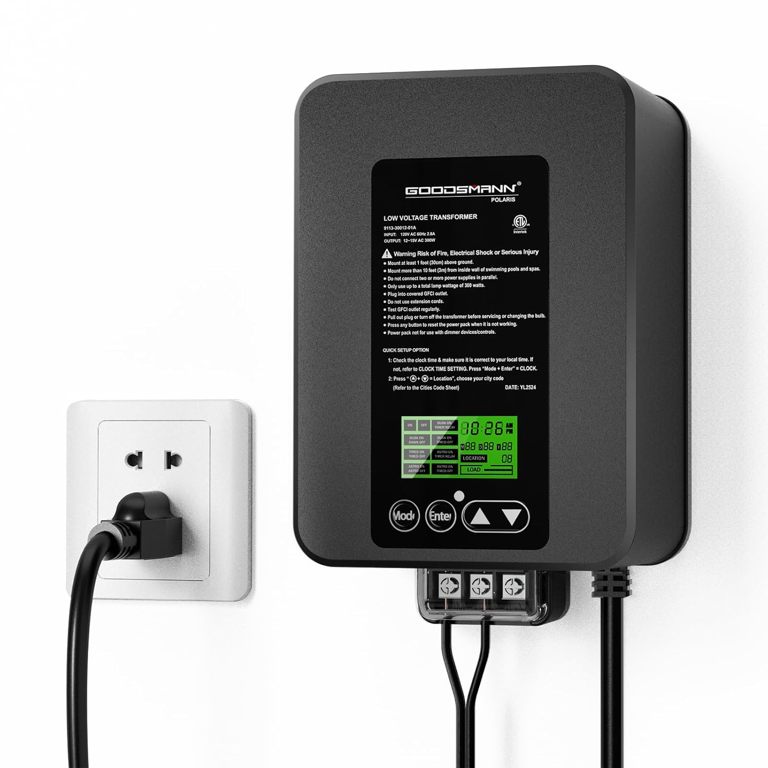 GOODSMANN Low Voltage Transformer 300W Landscape Lighting Transformers for Low Voltage Landscape Lighting with Timer Bulit-in Photo Eye Sensor with 12V-15V AC Output Load Indicator