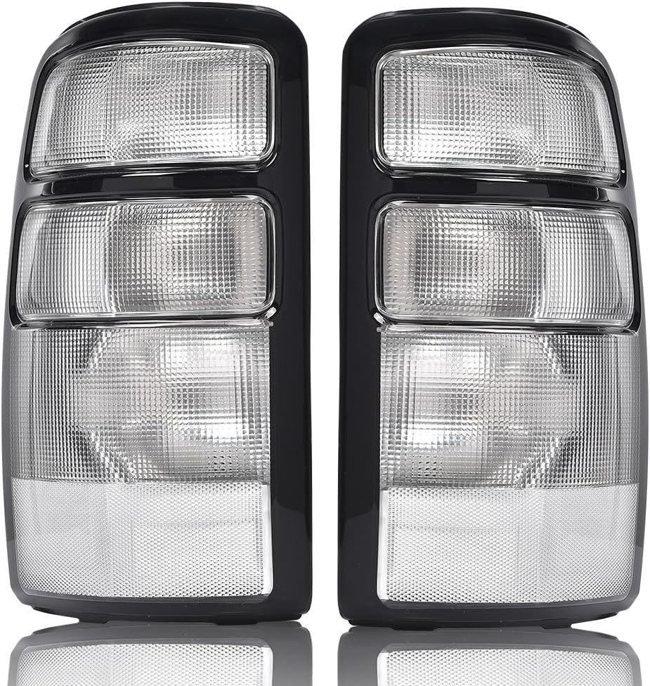 PIT66 Tail Lights Assembly Compatible with Chevy Suburban Tahoe 2000-2006, Fit GMC Yukon/Yukon Denali/Yukon Denali XL 2000-2006 Rear Light Lamps Pair Clear Lens Chrome Housing