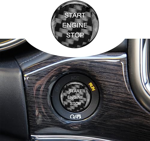 Interruptor de encendido automático de fibra de carbono real, calcomanía de botón de arranque con una tecla, accesorios interiores, decoración