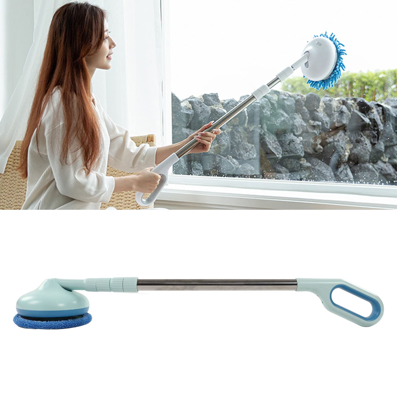 Scrubber Elettrico Senza Fili Rotante, Spazzola per la Pulizia del Vetro elettrica da 8,5 W 5 V 2 A per Finestra Blu