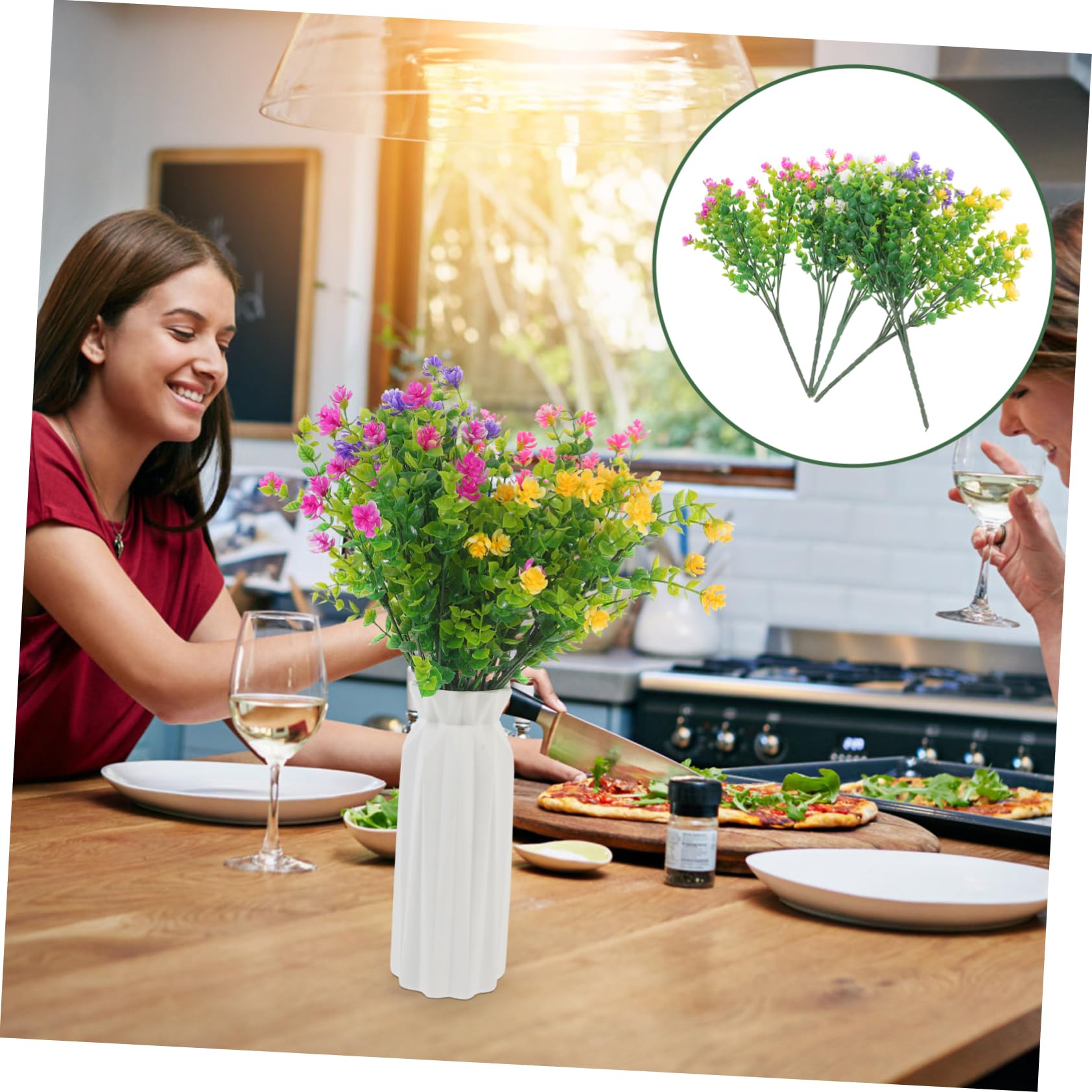 DECHOUS 25piezas Ramo De Flores Artificiales De Eucalipto para Decoración De Interiores Accesorios De Fiesta y Centro De Mesa Falsas Plantas Lifelike Variedad De