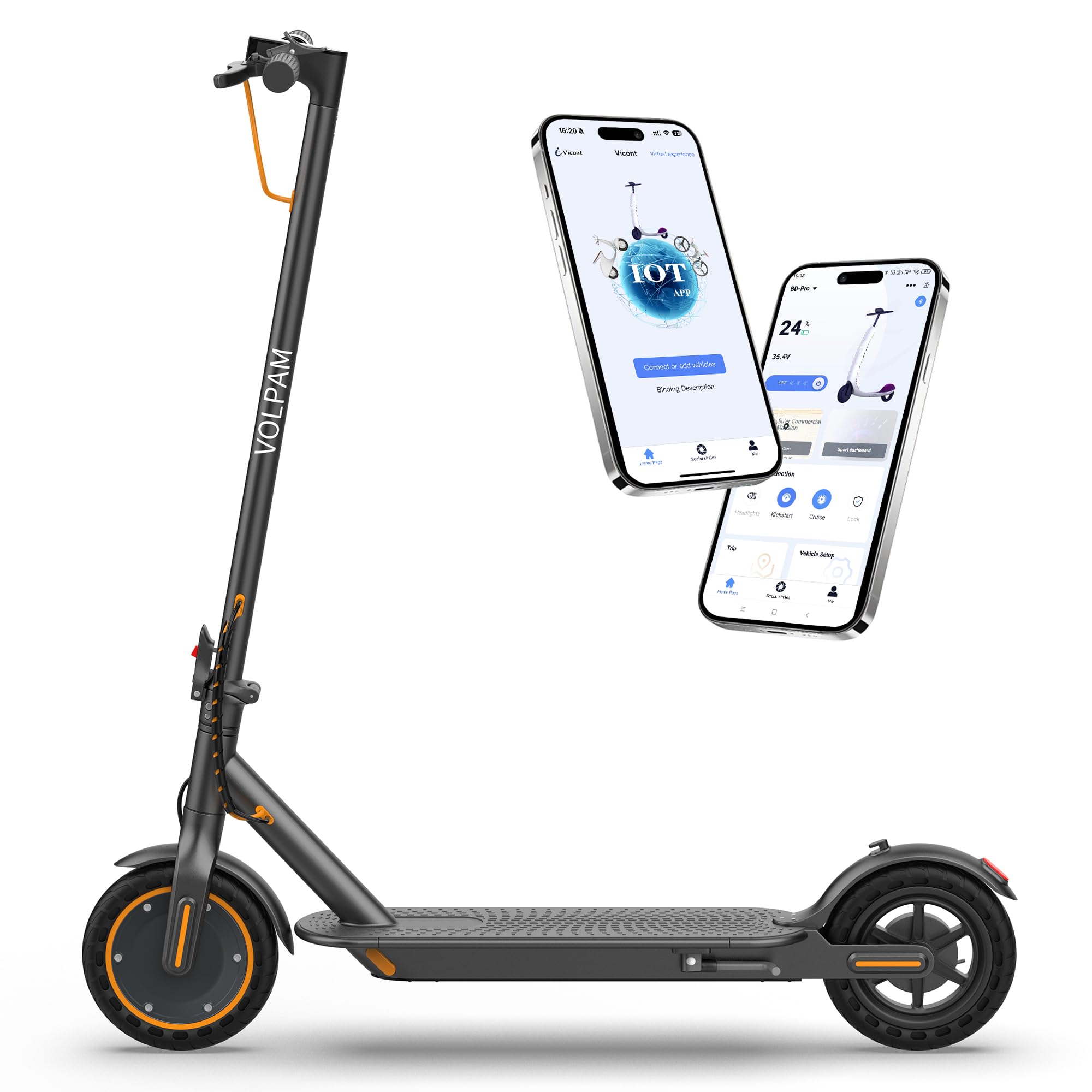 Electric Scooter Adults, 19 MPH Max Speed &amp; 15 Miles Range, 350W Motor, Lightweight Foldable E Scooter with Dual Brake, Lighting System, Smart APP