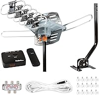Vista 10 de Five Star Antena de TV HD para exteriores más potente de hasta 150 millas de largo alcance con rotación motorizada de 360 grados, radio UHF/VHF/FM