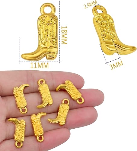 Miniatura 10 de BronaGrand 50 dijes de plata antigua para botas de vaquero occidental, de aleación, vintage, para aretes, pulseras, collares, joyería