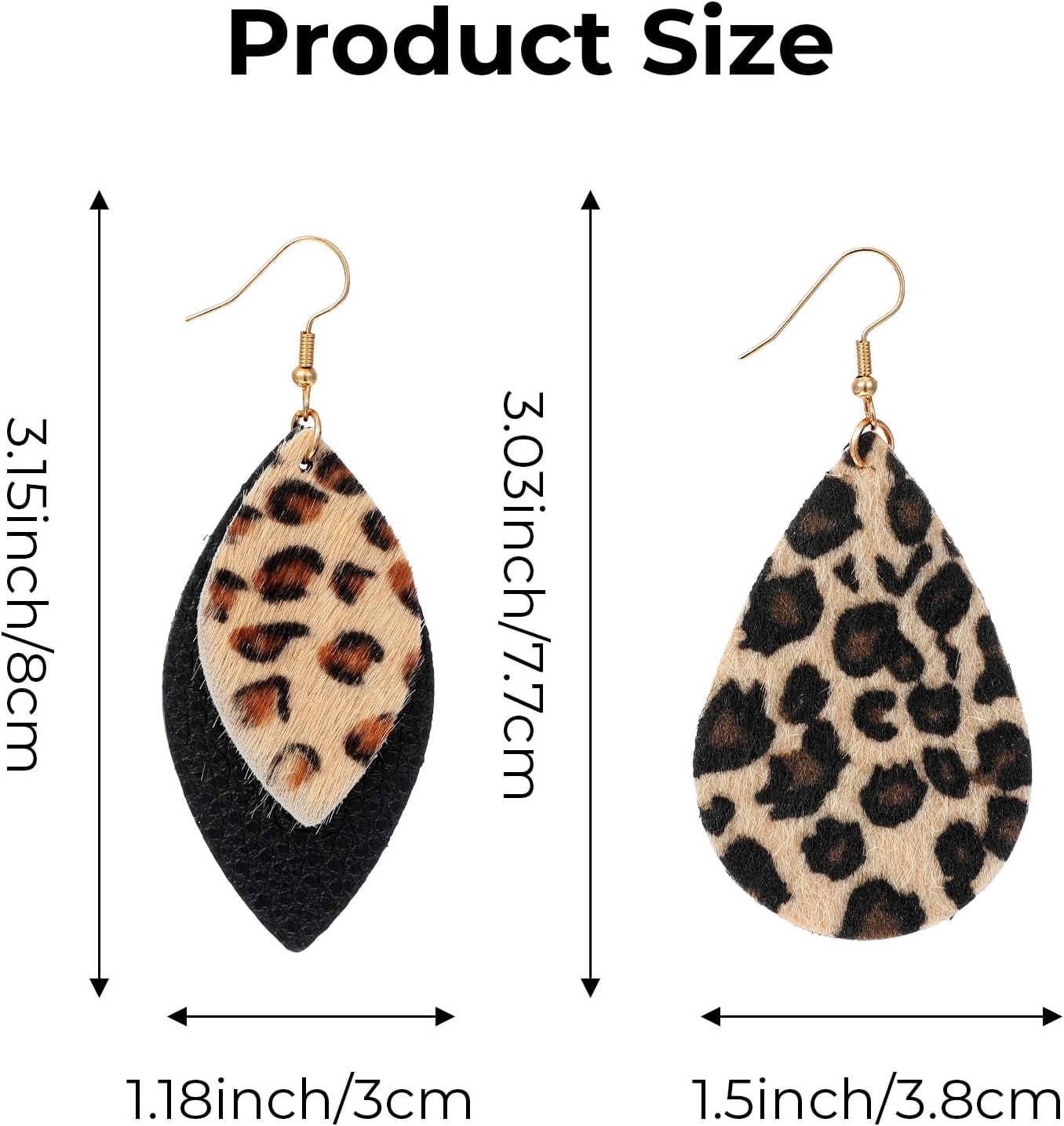 2 Pairs Leopard Earrings, Faux Leather Leopard Print Earrings, Lightweight PU Leather Cheetah Print Dangle Earrings for Women Weddings, Parties, Ceremonies, Banquets, Gifts - Image 2