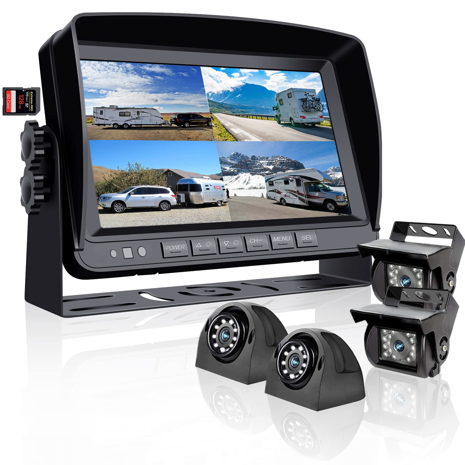 Buy Backup Camera System with 9'' 1080P Monitor for RV Semi Box Truck