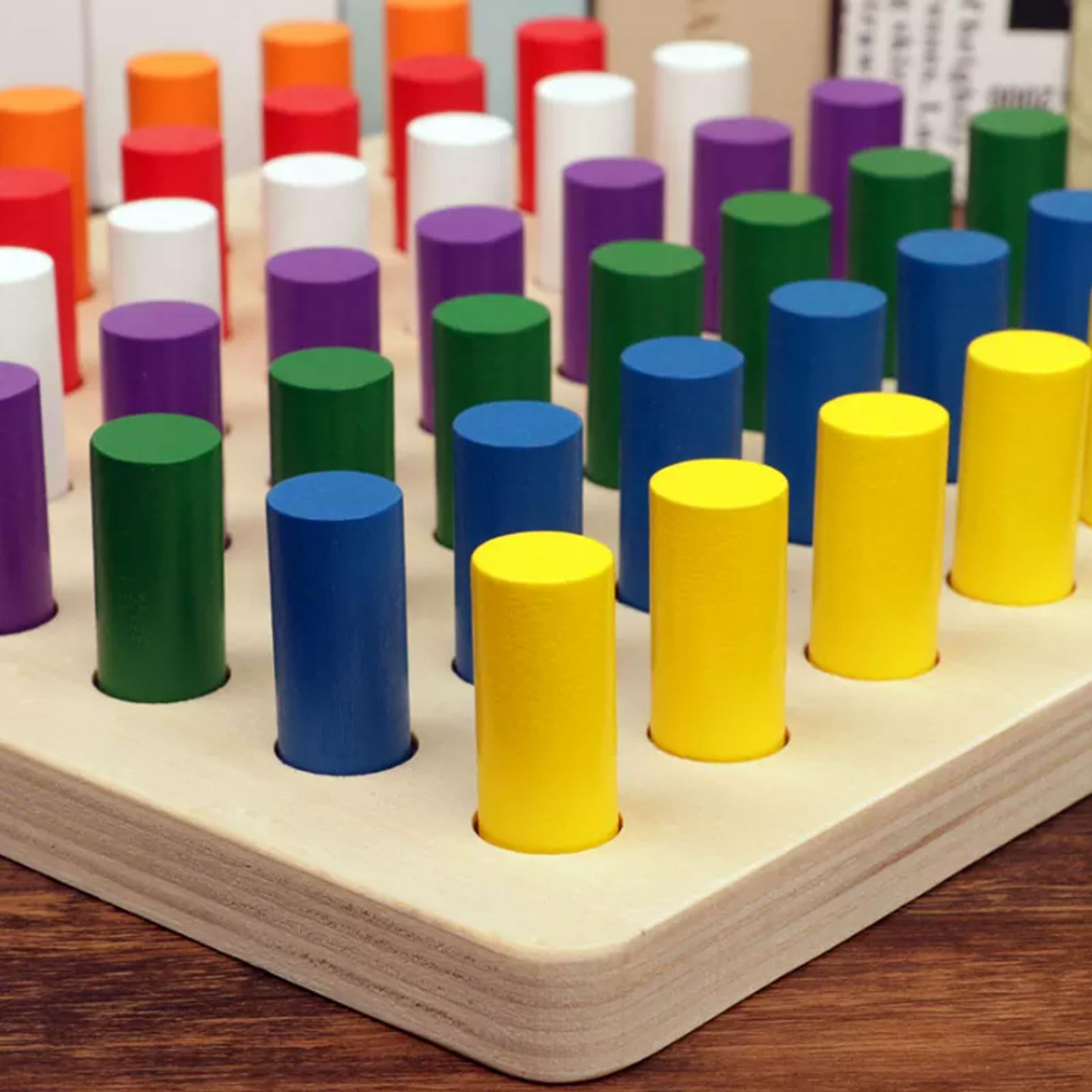Giocattolo Montessori tavola perni Legno