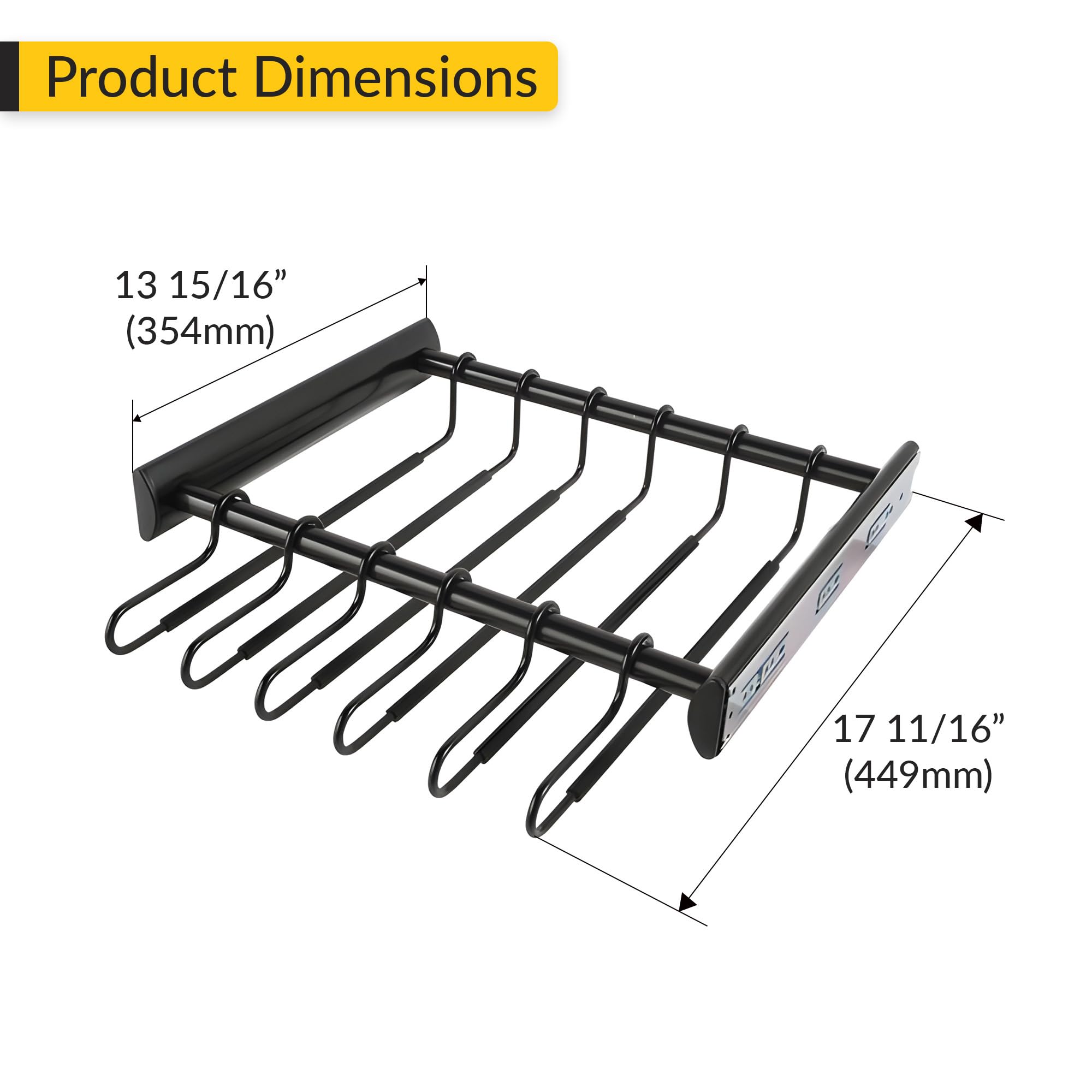 Brixwell QIMN-003 Hanger Pants Rack Pull Out Black Finish