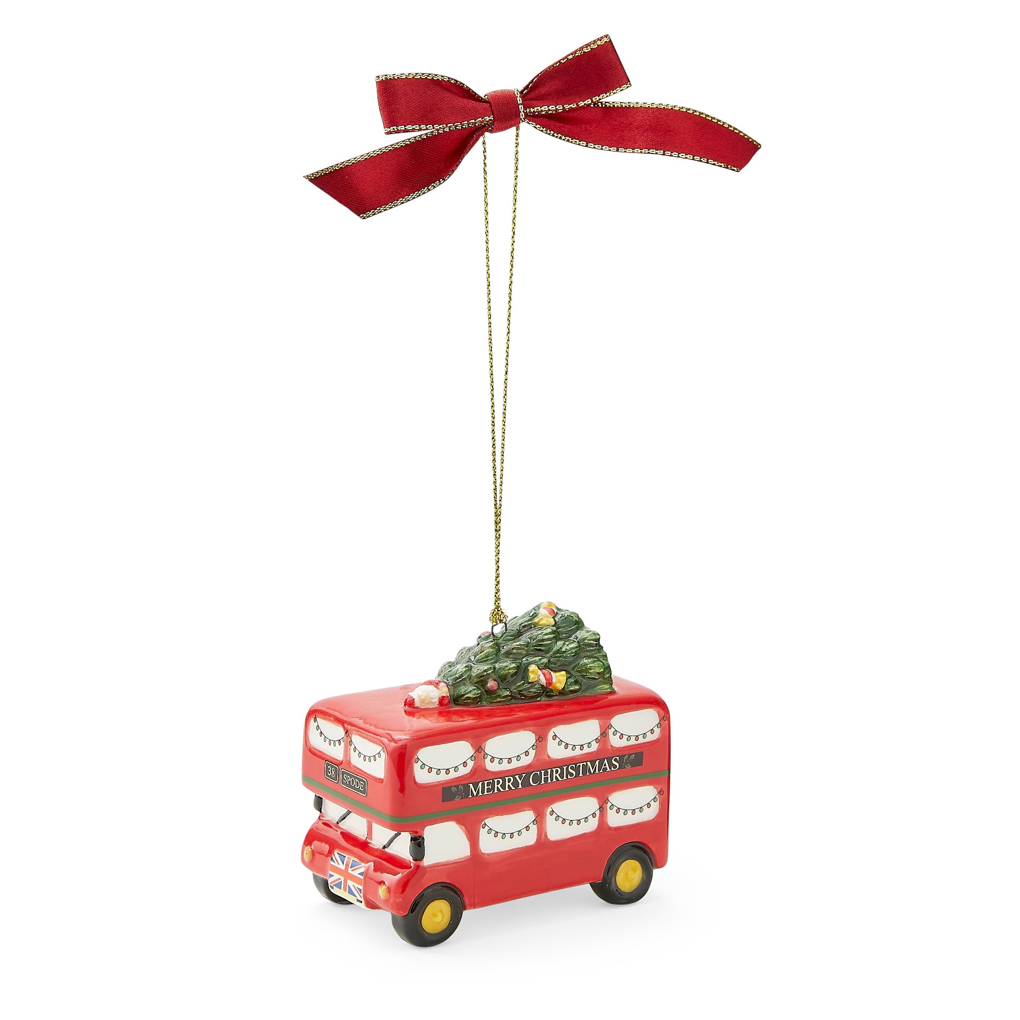 Spode All Things British Christmas Tree Red London Double Decker Bus Hanging Ornament