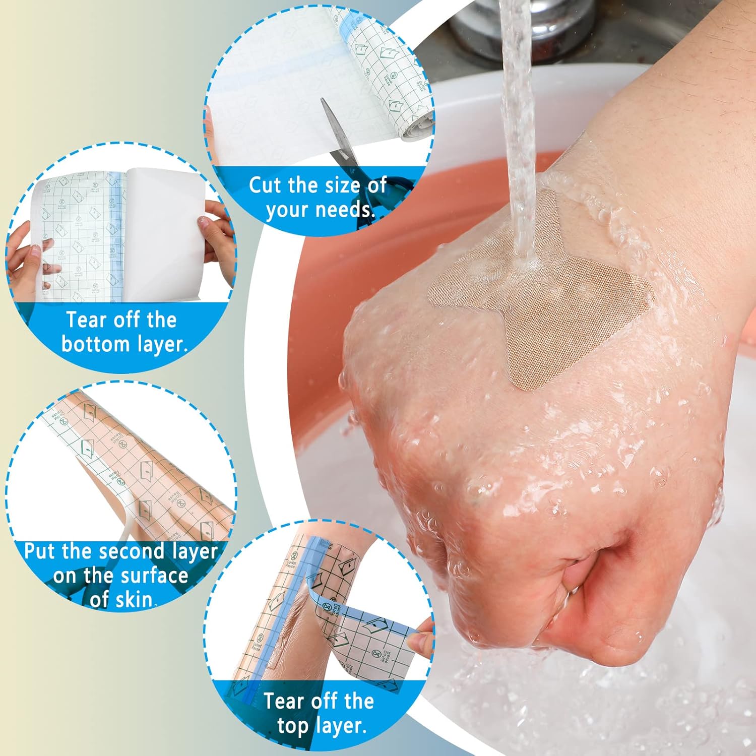 Nuanchu 9 Rolls Tattoo Aftercare Bandage Waterproof Transparent Stretch Adhesive Bandages Tape Clear Tattoo Film Wrap for Swimming, 3 Sizes(8 Inch, 10 Inch, 12 Inch Wide) - Image 3