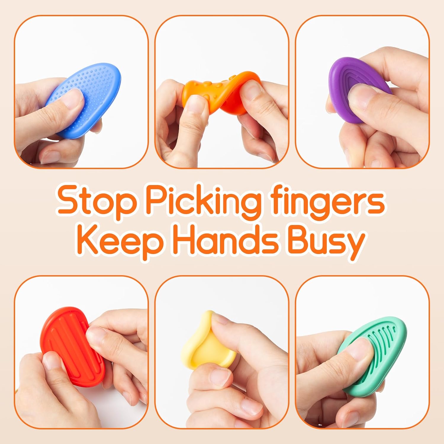 Worry Stones for Anxiety 6 Pack, Silent Fidget Toys for Kids & Adults Sensory Stones - Portable Stress Relief Fidgets for Classroom, Autism, ADHD Special Needs