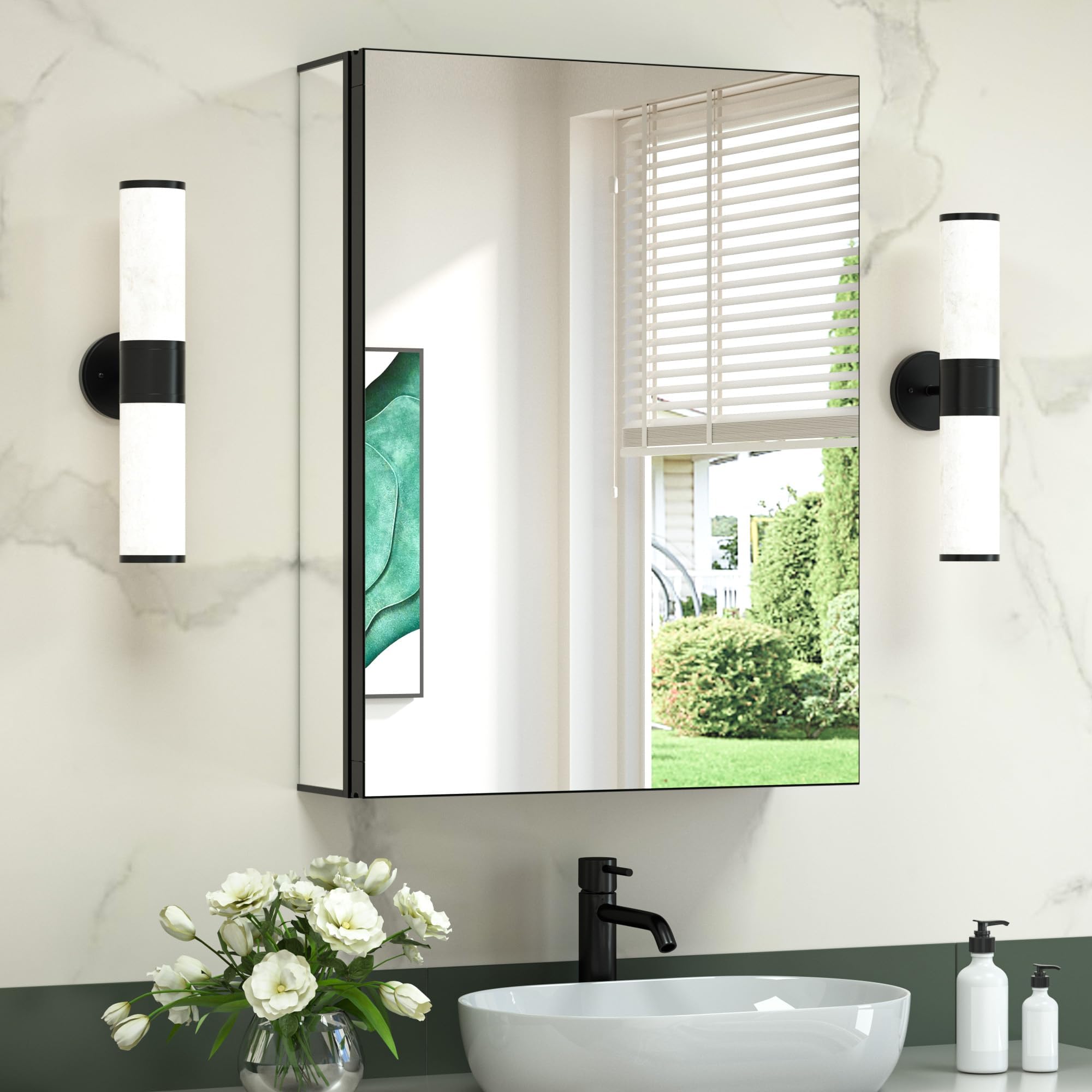 TokeShimi 20x26 Recessed Medicine Cabinet with Mirror Wall Mounted,Aluminum Mirror with Storage for Bathroom with Adjustable Tempered Shelves