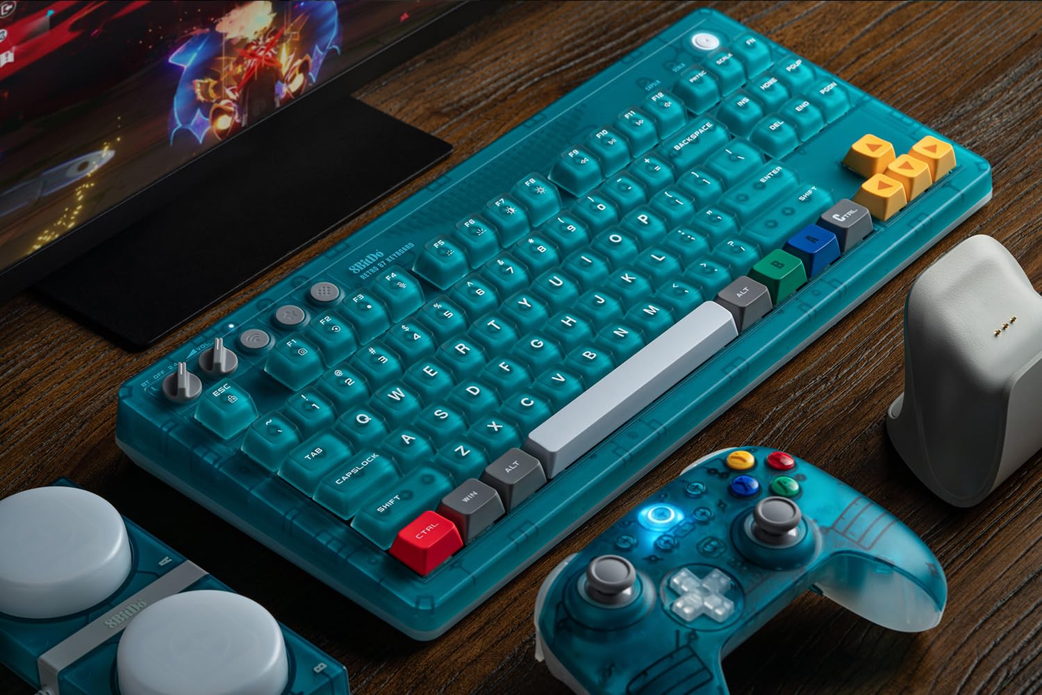 8BitDo Retro 87 Mechanical Keyboard, Hot Swappable Wireless Gaming Keyboard with RGB Backlight, Bluetooth/2.4G/USB-C, Linear Switches, QWERTY ANSI US Layout