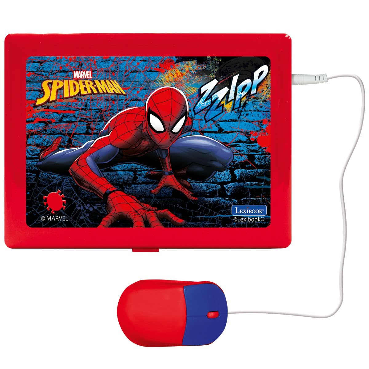 Lexibook JC598SPi3 Spider-Man Dwujęzyczny Laptop do Celów Edukacyjnych Angielski i Niemiecki, 124 Aktywności, Matematyka, Logika, Muzyka, Zegar, Gry, Zabawka dla Dzieci (Dziewczynki i Chłopcy),
