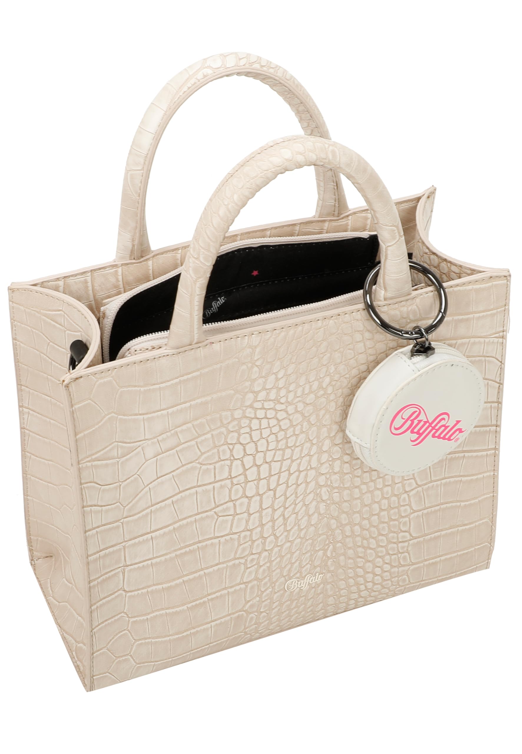 Buffalo Big Boxy Collection Croco White Taupe 2 Tonos, Shopper para Mujer, Pardo