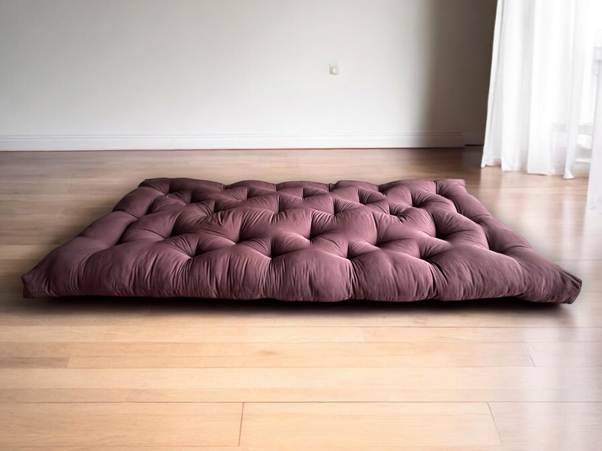 Cotton Quilt Floor Mattress, Foldable Rollable Single Bed Cotton Star Mattress, 30 x 72 x 5 inches for Picnic, Travel (1 Sleeping Capacity) (Chocolate Brown)-image-30
