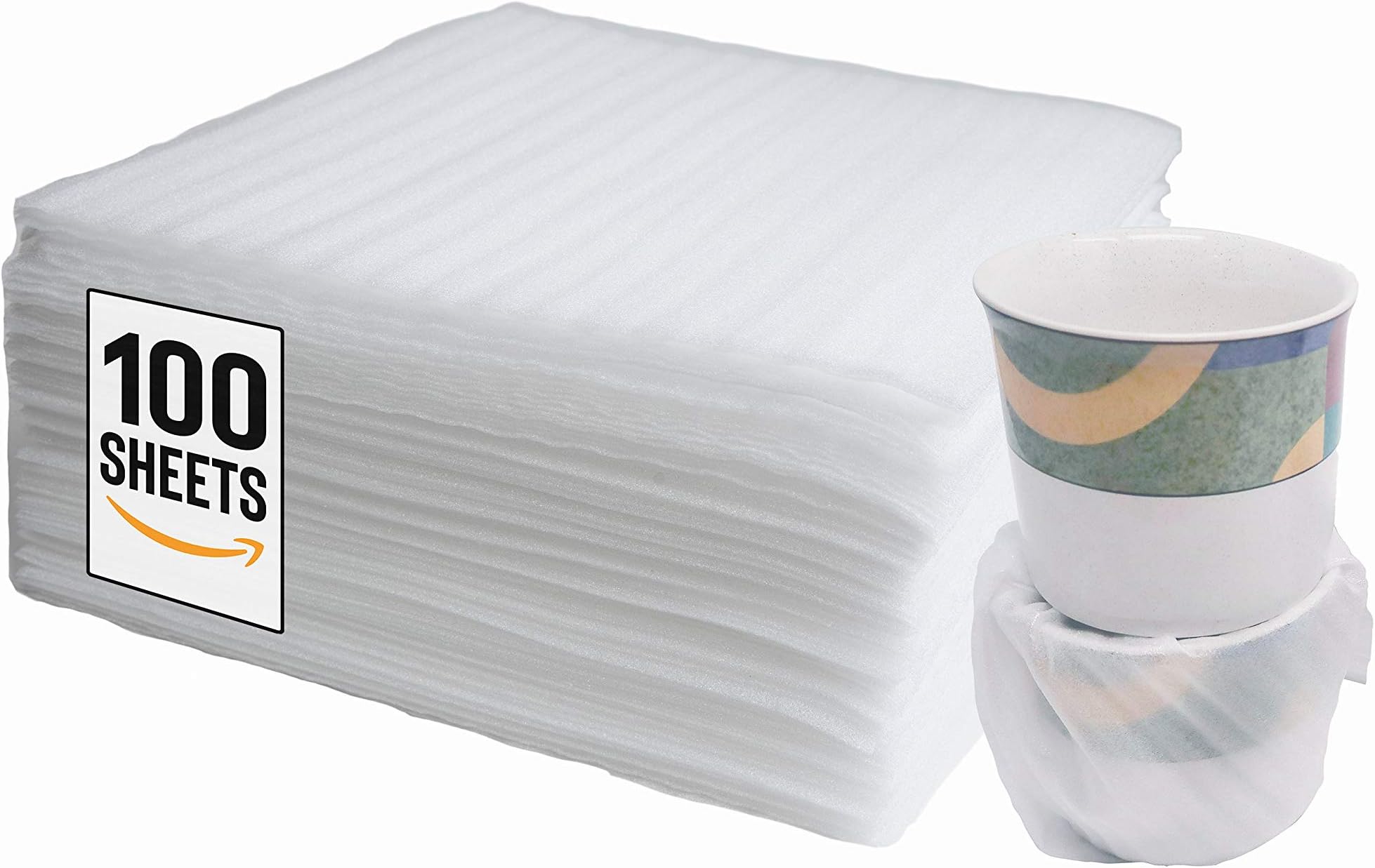 - 100 Count - Cushion Foam WRAP Sheets - 12” x 12” Safely Wraps and Protects Dishes, Plates, Glasses, Cups, Furniture Legs Or Edges, Supplies - for All Purpose Protection, Storage, and Moving