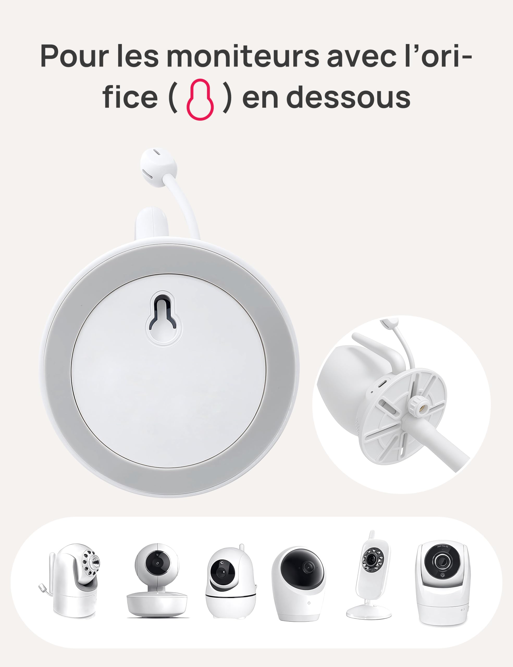 Dr.Care Support pour Babyphone, Support Clip Universel Réglable pour Caméra Bébé, Compatible avec Tous Les Babyphones, Bras Flexible Long pour Lit Bébé, sans Outils