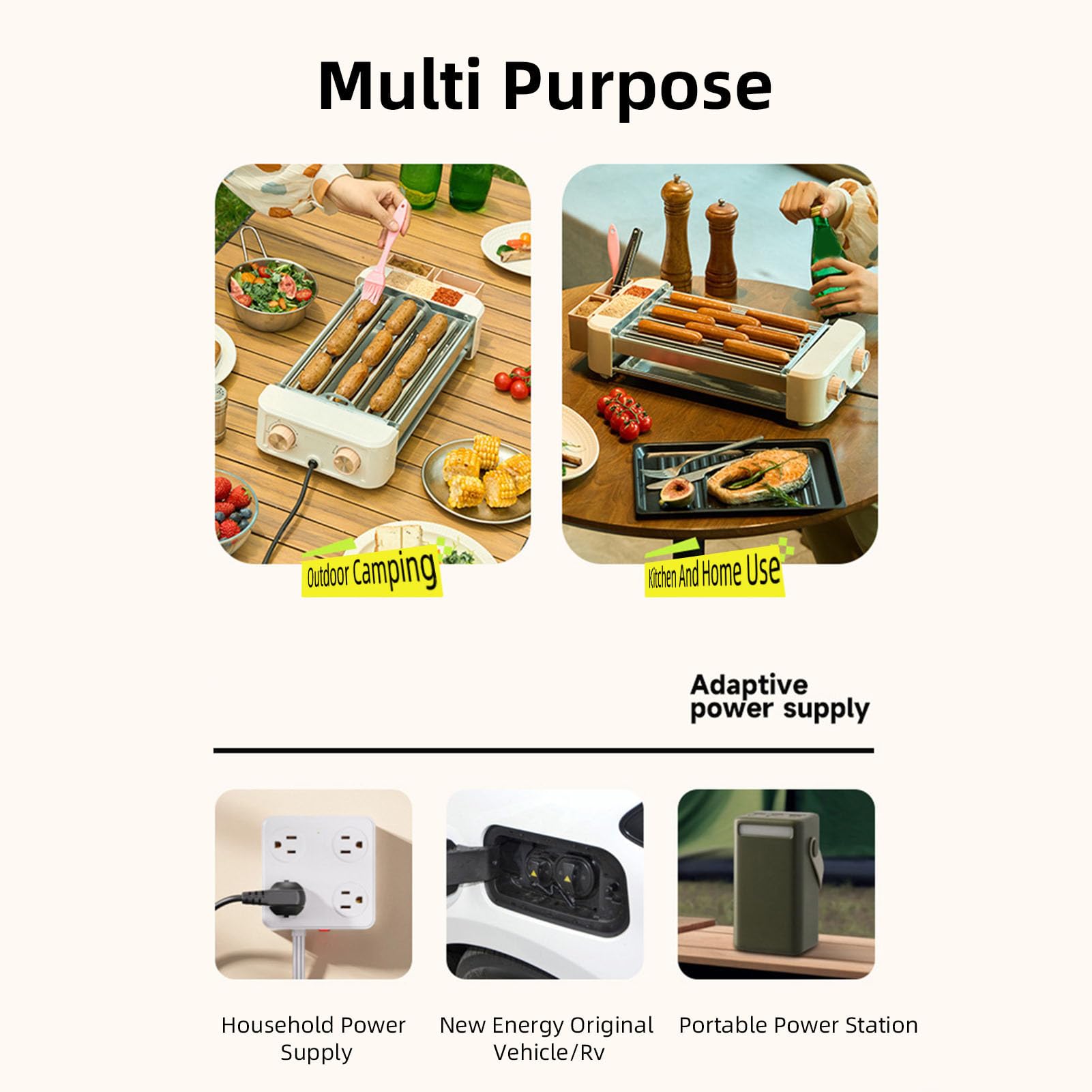 Asixxsix Rullo per hot dog, macchina per cuocere salsicce da 550 W con 6 rulli in acciaio inossidabile, temperatura completamente automatica e regolabile, macchina per hot dog
