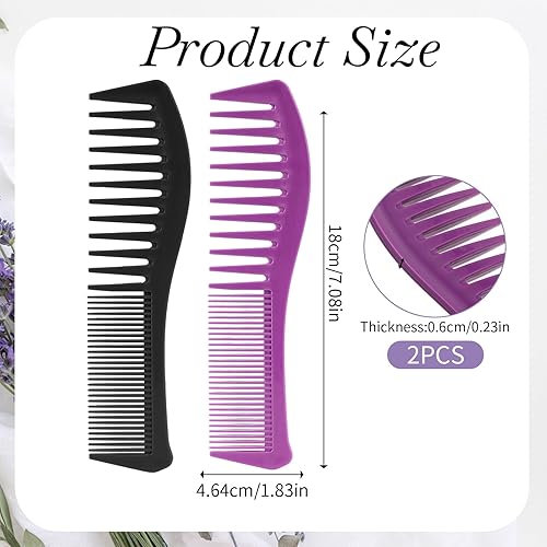 Miniatura 2 de Peine de plástico multiusos para el cabello, paquete de 2 peines de peluquería de doble cara, plástico de 7.1 pulgadas para hombres y mujeres,