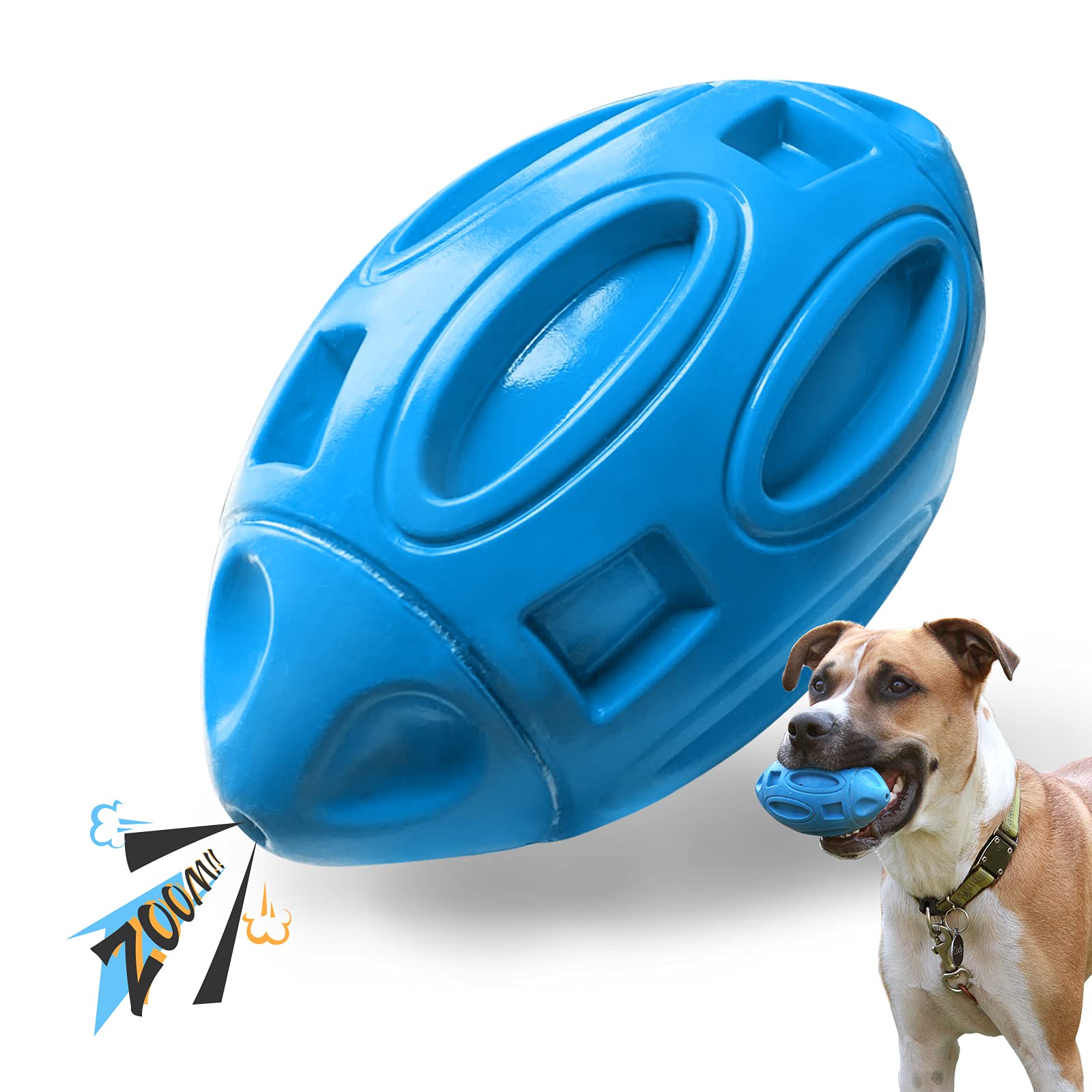 EASTBLUE Squeaky Dog Toys for Aggressive Chewers: Rubber Puppy Chew Ball with Squeaker, Almost Indestructible and Durable Pet Toy for Medium and Large Breed