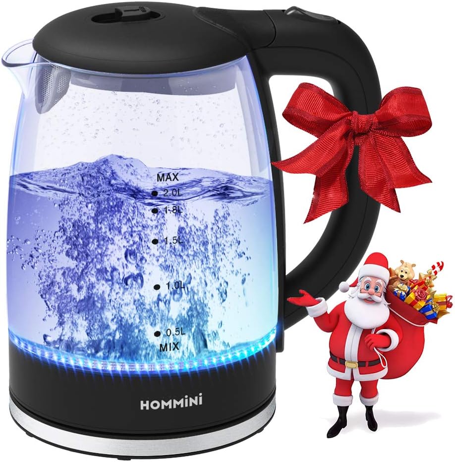 2L Electric Kettle[BPA-Free] Fast Cordless Glass Boiler Hot Water & Tea Heater with LED Indicator Light,Auto Shut-Off & Boil-Dry Protection /1500W, Blue