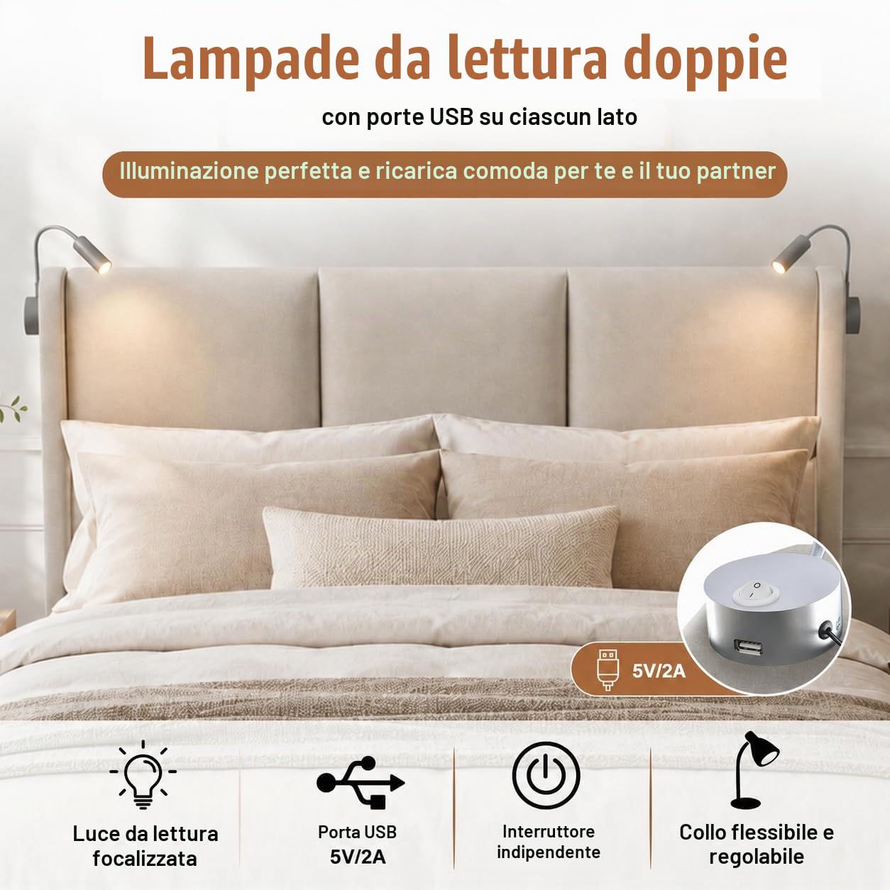 PerGar Letto contenitore matrimoniale 160x200 cm, Letto baule con luce di lettura, testiera doppia, Struttura Letto King Size con Alzata a Gas Idraulica, Letto Imbottito, senza materasso,lino, beige