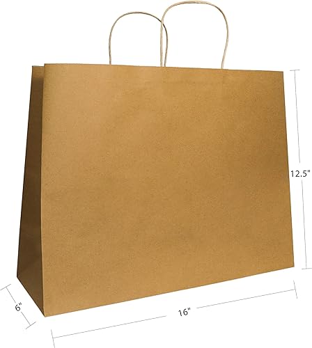 Miniatura 3 de PTP BAGS Bolsas naturales de 16 x 6 x 12.5 pulgadas (paquete de 50) bolsas de regalo de papel kraft reciclables