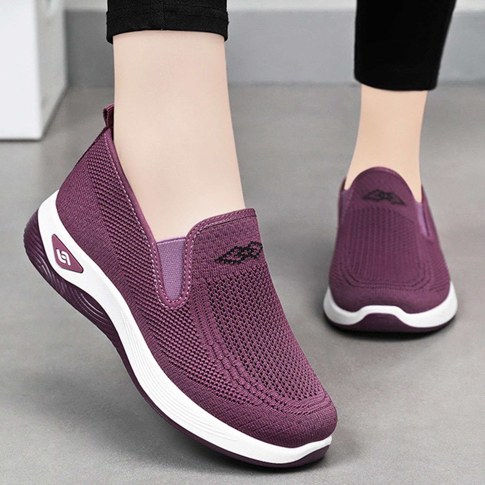 Zapatos cómodos para mujer, zapatos para caminar del Reino Unido para mujer, espuma para caminar, deslizarse en las manos, tenis ortopédicos con soporte de arco, zapatillas ortopédicas ligeras