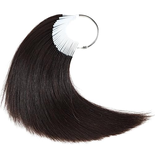 Muestras de cabello para prueba de color, tono marrón oscuro, nivel 2, cabello humano Remy natural real, 30 hebras por paquete, 8 pulgadas