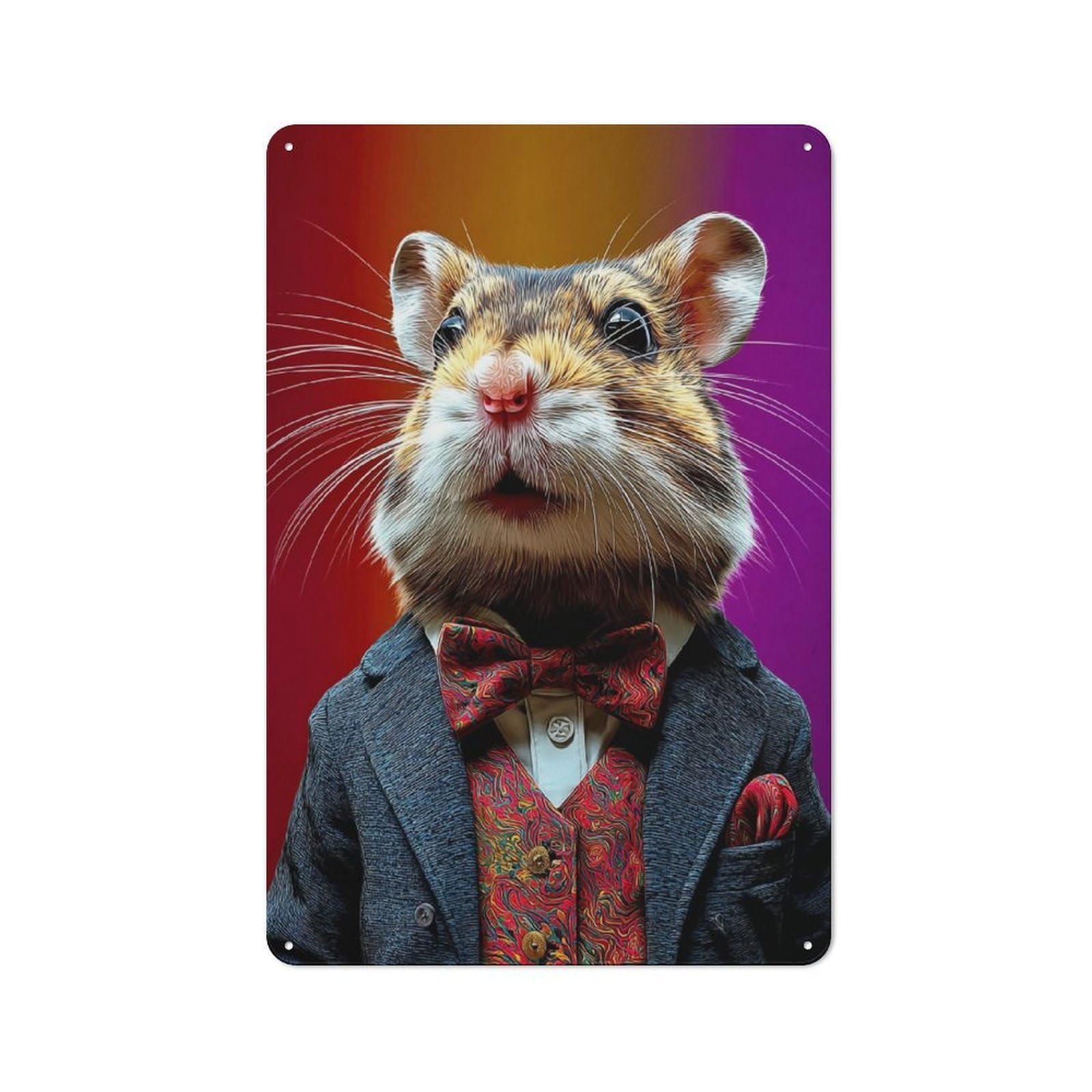 Hamster in Formal Attire Decorative Metal Plaque 30x20cm, Garage Style Shed Wall Plaque for Workshop, Basement, Shed Or Games Room
