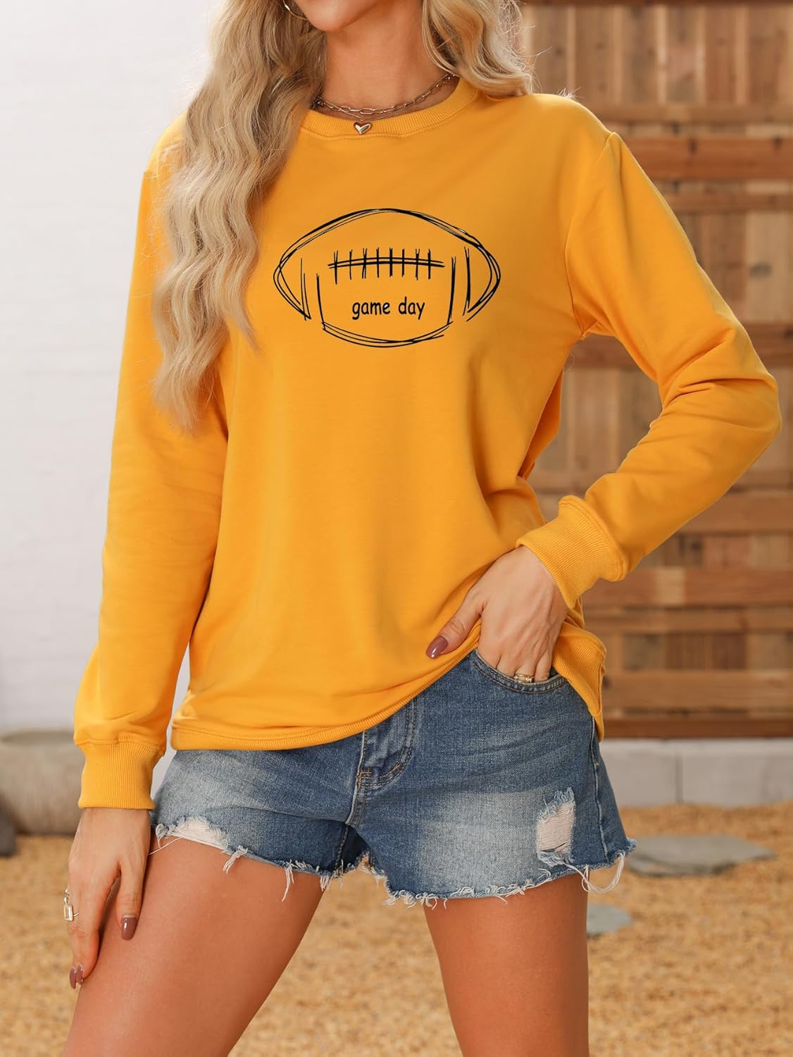 Football Sweatshirt For Women Game Day Long Sleeve Shirts Graphic Crewneck Pullover Tops, Fall Winter Sweatshirt - Image 2