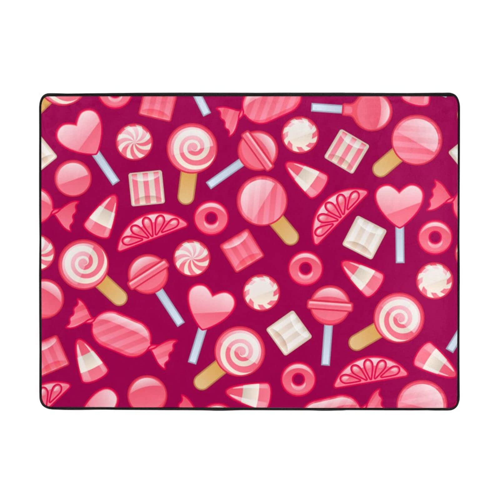 Tapis antidérapant lavable en flanelle PEIXEN rose bonbon 120x160 cm anti-glisse