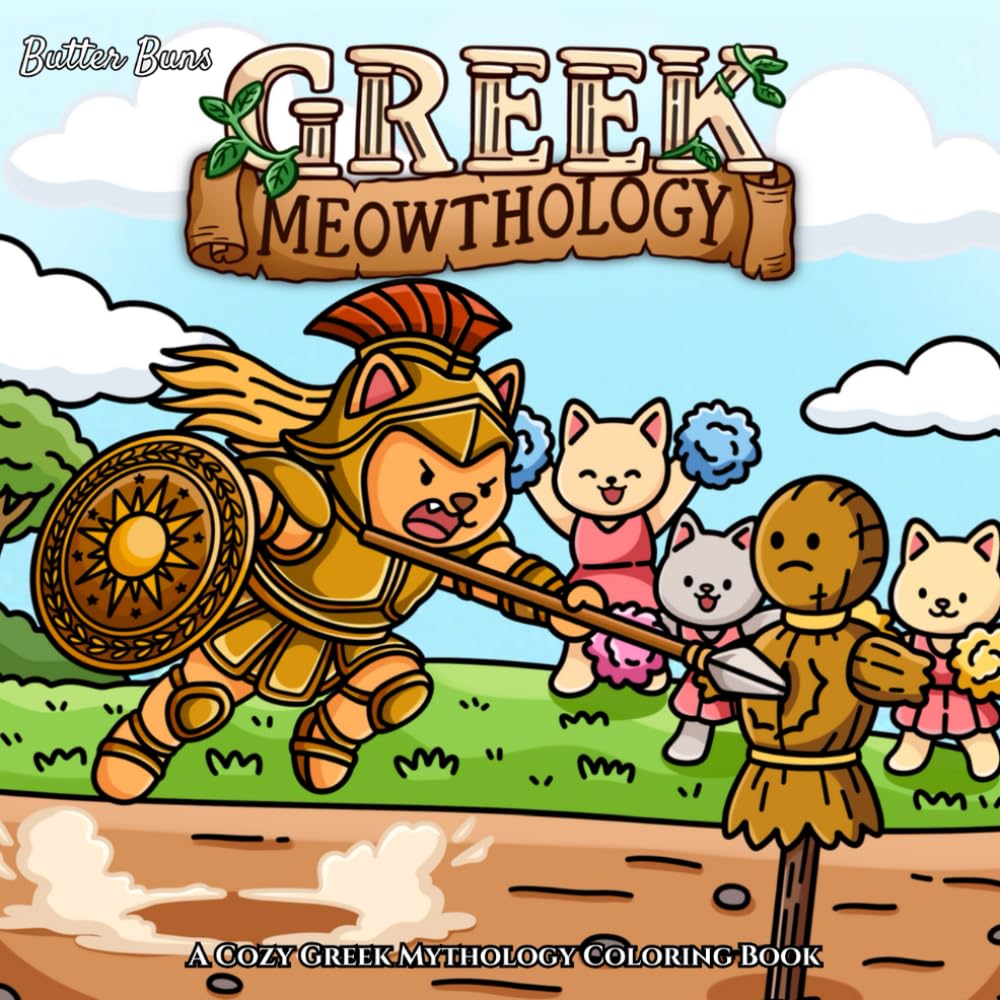 Greek Meowthology: A Cozy Greek Mythology Coloring Book for Adults Featuring 40 Cute and Clever Cat-Themed Illustrations of Legendary Gods and Myths