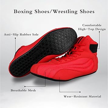 Kraftpaid Zapatillas De Deporte De Boxeo,Zapatos De Lucha Juvenil,Zapatos de Lucha Libre,Respirable Antideslizante,Ligero Antideslizante,para Deportes,Combate,Wrestling,Fitness,Marciales,Juvenil.2