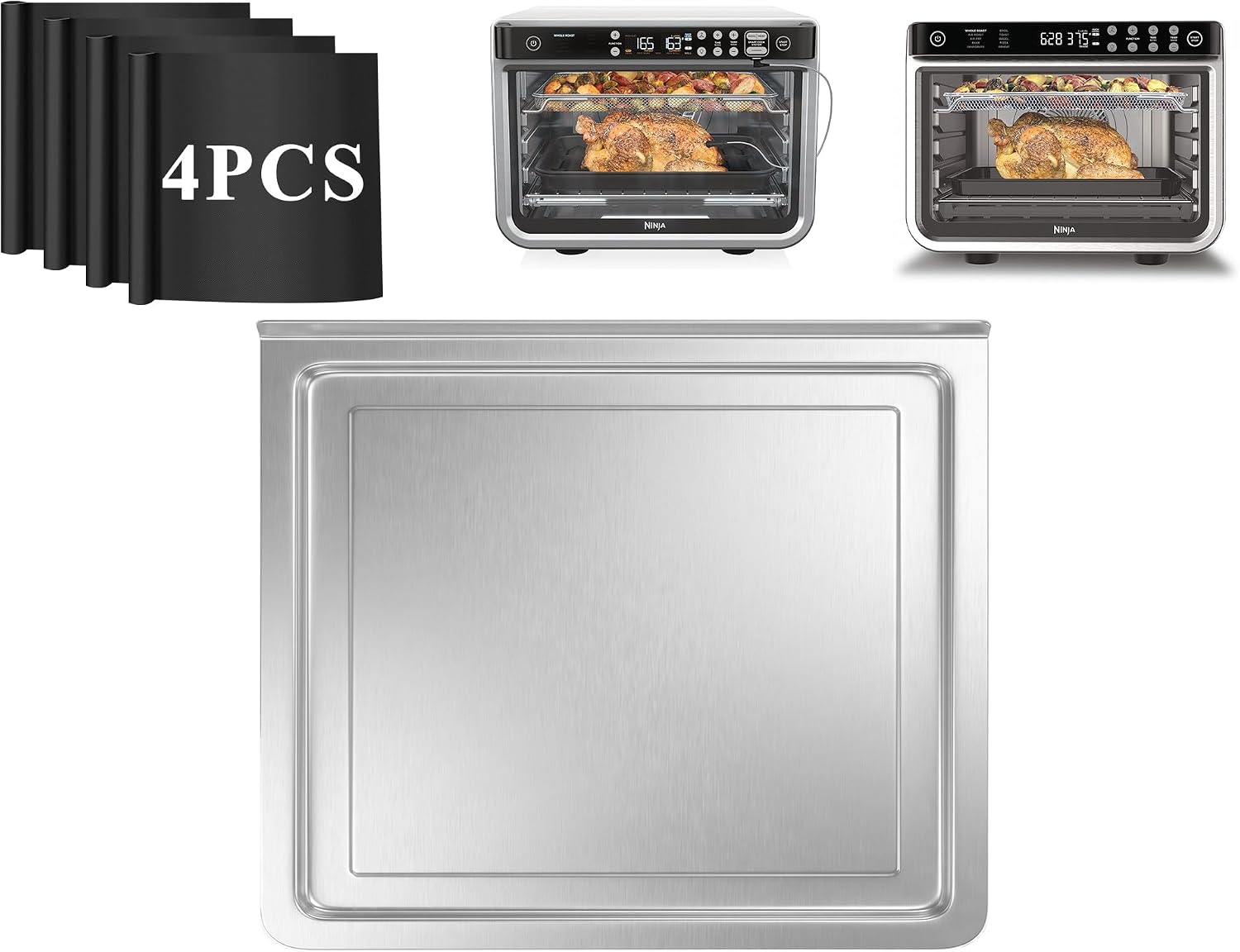 Crumb Tray Replacement Parts for Emeril Lagasse 26 Qt Extra Large French Door Air Fryer Oven Accessories, 13" x 12.4" Drip Tray with 4 Reusable Oven Liners