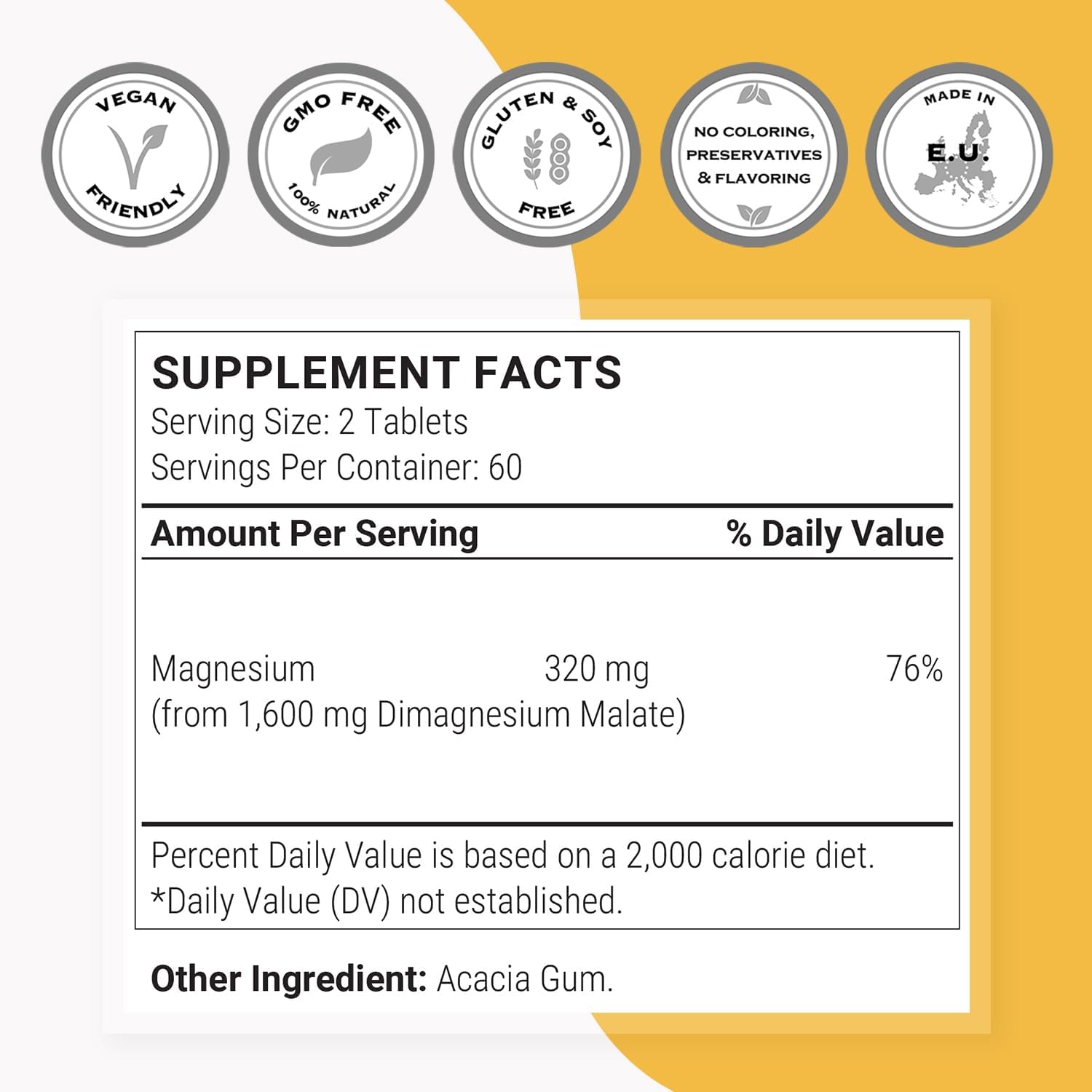 SuperSmart - Magnesium Malate 2400mg per Day (Highly Bioavailable) - Superior Mineral - Magnesium Malic Acid Supplement | Non-GMO & Gluten Free - 120 Tablets